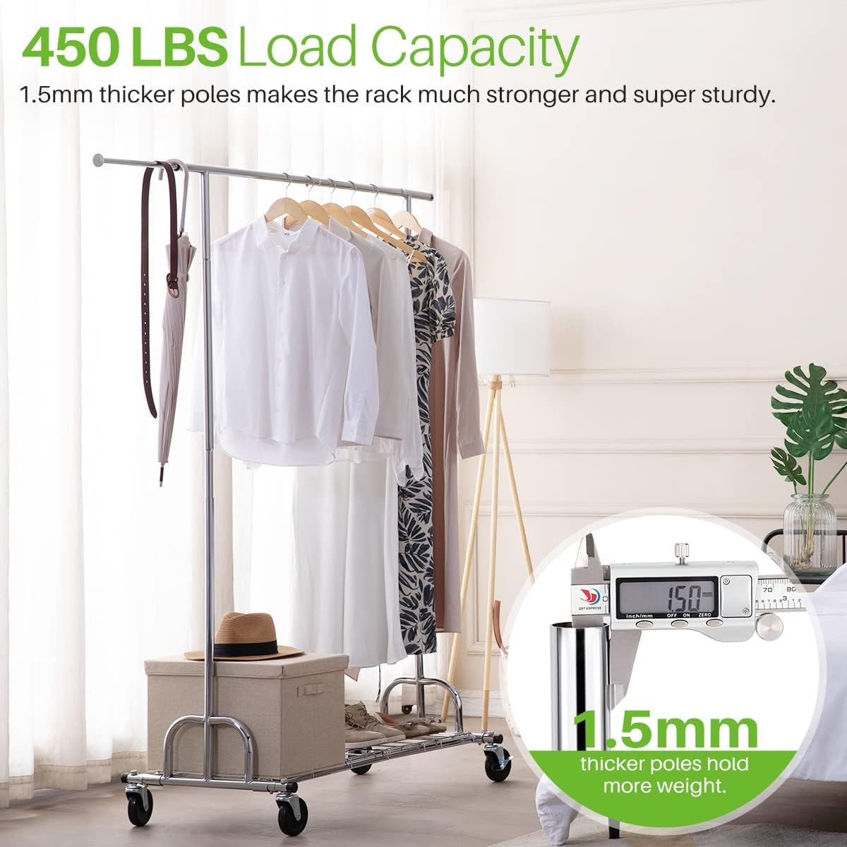 Commercial Rolling Clothing Rack