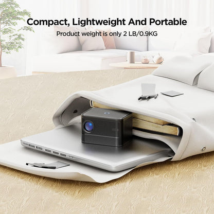 Mini Projector with 4K Support, XJ-HOME A40 Mini Projector with WIFI 6 and Bluetooth 5.2, Smart Portable Projector with 15000L, Mini Projector for Outdoor/Bedroom/Phone/TV Stick/HDMI