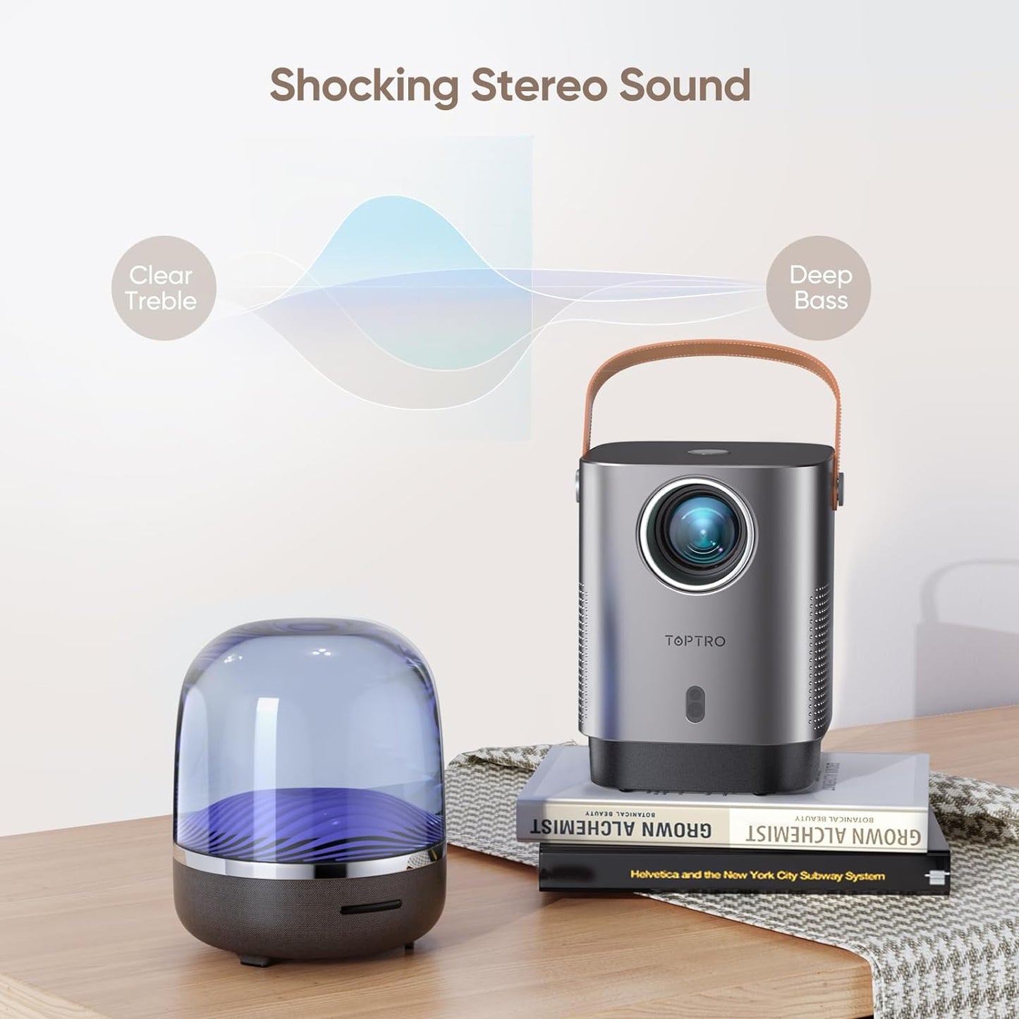 [Electric-Focus] 5G WiFi Bluetooth Projector, TOPTRO TR23 Mini Projector Support 1080P, 15000 Lumen, 4D/4P Keystone& Zoom, Latest Dust-Proof Portable Projector, Outdoor Projector for iOS/Android/PS5