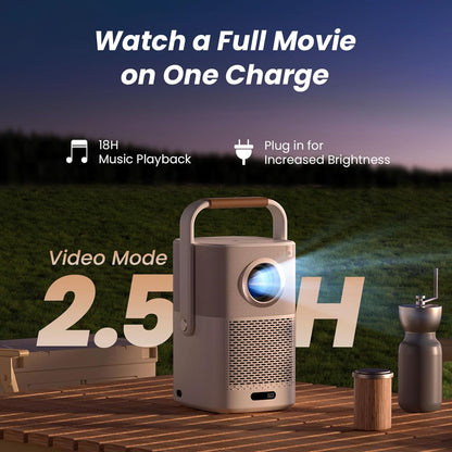 [Sound by JBL & Built-in Battery] Yaber T2 Outdoor Projector with WiFi 6 and Bluetooth, Native 1080P Smart Movie Portable Projector for Inside and Outside, Compatible with TV Stick