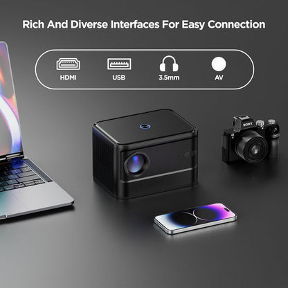 Mini Projector with 4K Support, XJ-HOME A40 Mini Projector with WIFI 6 and Bluetooth 5.2, Smart Portable Projector with 15000L, Mini Projector for Outdoor/Bedroom/Phone/TV Stick/HDMI