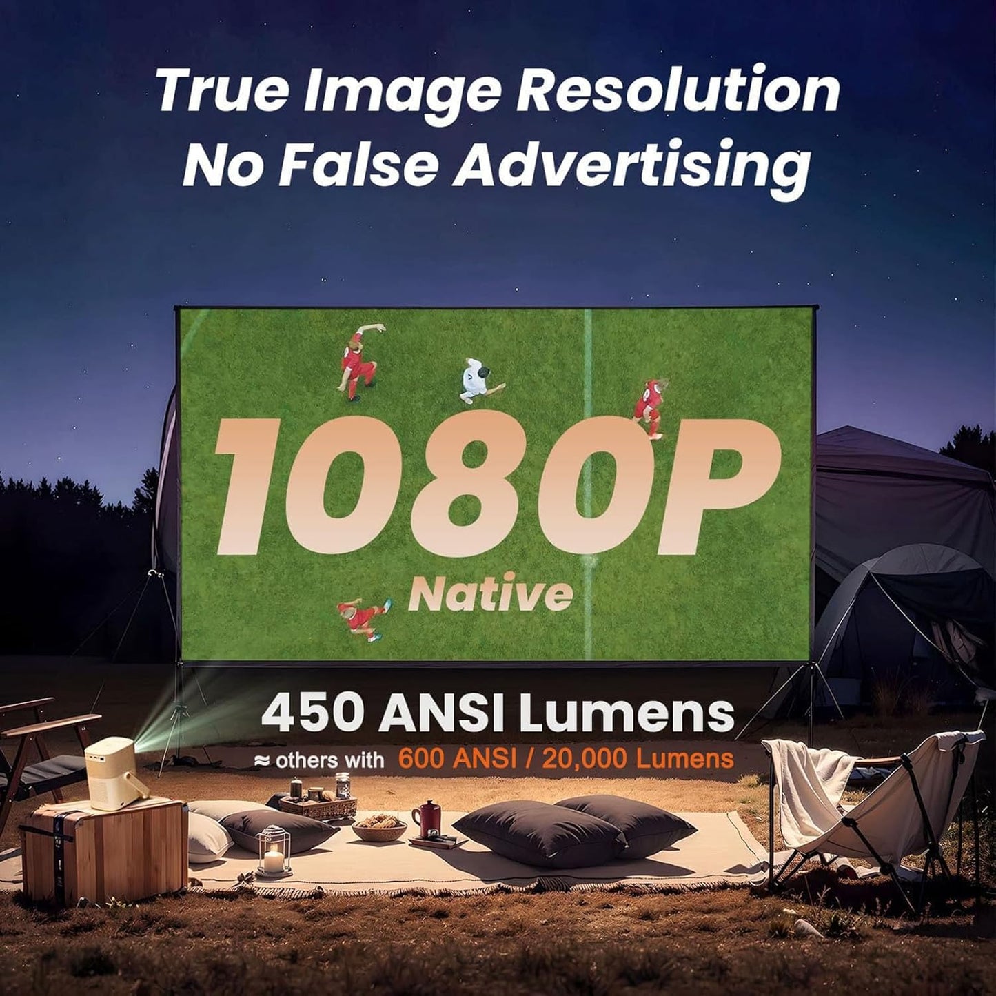 [Sound by JBL & Built-in Battery] Yaber T2 Outdoor Projector with WiFi 6 and Bluetooth, Native 1080P Smart Movie Portable Projector for Inside and Outside, Compatible with TV Stick